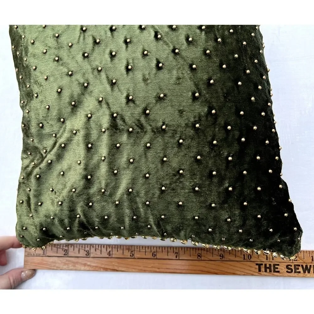 Festive Pillow Lot 2 Crate & Barrel Pier 1 Beaded Jingle Bells Removable Covers